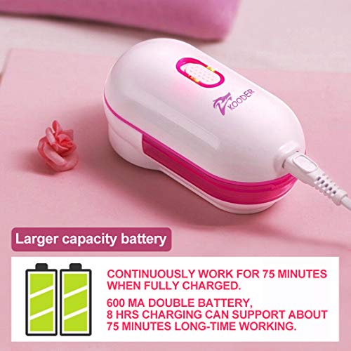 KOODER Sweater Shaver, Double Battery Lint Remover, Efficient and Durable Sweater Fabric Shaver,with Protective Cover Prevent Fabric Damaged (Pink)