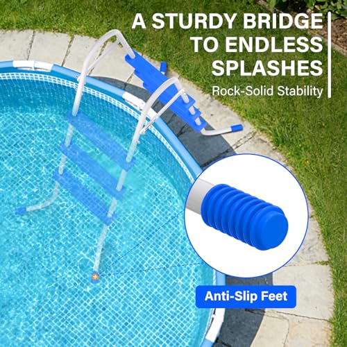 Heavy Duty Steel Frame Swimming Pool Ladder for Above Ground Pools, 3-Step Double-Sided Pool Stairs for 36" Height Pools, 450lbs Capacity with Anti-Slip Rubber Feet & Wide Steps