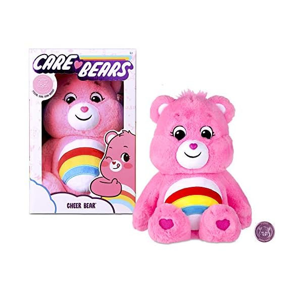 Care Bears 22061 14 Inch Medium Plush Cheer Bear, Collectable Cute Plush Toy, Cuddly Toys for Children, Soft Toys for Girls and Boys, Cute Teddies Suitable for Girls and Boys Aged 4 Years +,Pink