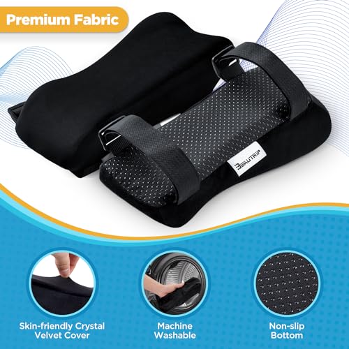 BEAUTRIP Ergonomic Armrest Pads- Office Chair Arm Rest Cover Pillow - Elbow Support Cushion for Computer, Gaming and Desk Chairs (Set of 2)… (Black with Gel_Velvet)