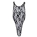 FEESHOW Men's Lace Lingerie Thongs G String Underwear Leotard Bodysuit Singlet Black one size