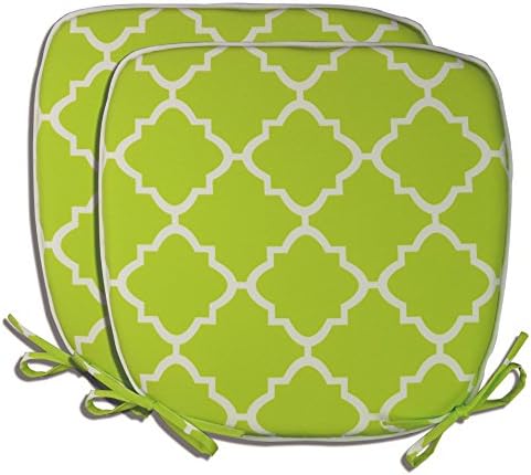 PacifiCasual Indoor/Outdoor All Weather Chair Pads Seat Cushions Garden Patio Home Chair Cushions, Set of 2, Light Green