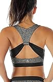 icyzone Workout Yoga Clothes Activewear Moving Comfortable Racerback Sports Bras(XL, Charcoal)