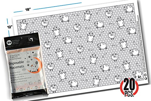 New Super Sticky Disposable Placemats - 20 Mats - for Kids Toddlers Baby Children perfect use as restaurants dinning Eco