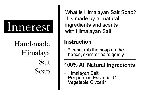 Innerest Himalayan Pink Salt Soap with All Natural Face Body Hair Cleansing Acne Beauty Bar Aromatherapy Handmade in USA (5.3 oz (150g), Peppermint)