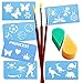 Keyp Creative Face and Body Paint Tool Kit, Includes 3 Face Paint Brushes, 2 Petal Sponges, Silver/Gold Glitter Plus 6 Stencils with 24 Designs, Princess, Pirate, Sport, Animal and Dinosaur Themes