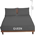 OKOHEY Grounding Fitted Sheets with 15ft Earthing Cord, Queen Size, 90% Organic Cotton + 10% Silver Fiber, Soft & Breathable Grounded Sheet for Better Sleep and Enhanced Wellness, Gray
