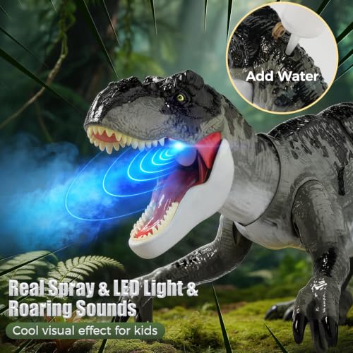 Remote Control Dinosaur Toy with Spraying, Roaring and Walking | Roaring and Walking, T-Rex Dinosaur Toys Gift for Kids 3 4 5 6 7 8 9 10 (Grey, 54CM)