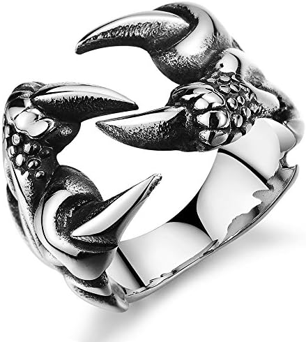Arce Men's Sharp Dragon Wolf Teeth Claw Gothic Halloween Theme Monster Vampire Open Ring