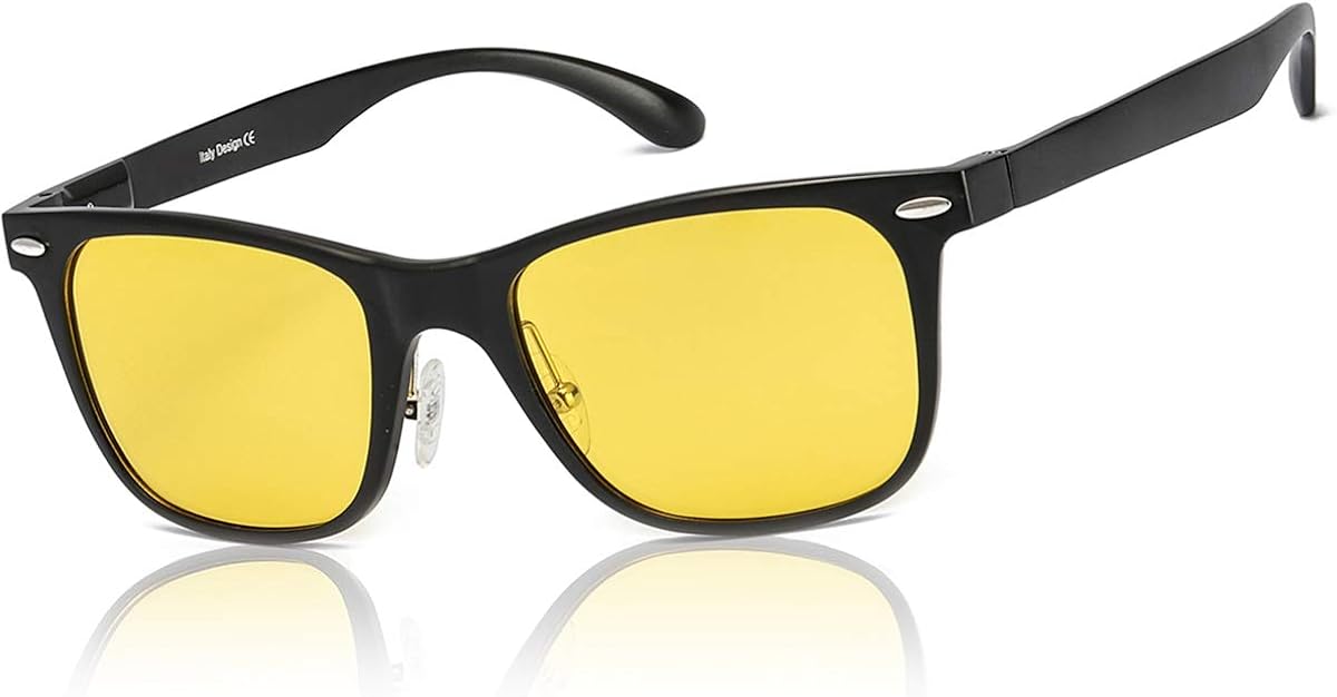 LVIOE de Conduite Vision de Nuit Nocturne Cerclées Métal Monture Anti Eblouissement