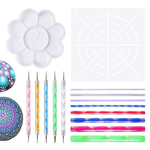 Mandala Dotting Tools for Painting Rocks Pen Dotting Tools Mandala Stencil Brush Set 15 PCS