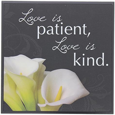 Heartwood Hollow 6" Inspirational Wood Block Sign for Tabletop or Wall Display (Love is Patient Love is Kind)