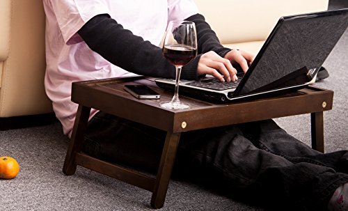 Wooden Bed Tray Table - Portable Folding All Purpose Serving Tray Table