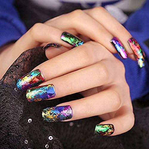 Wini Gradient Starry Sky Stars Nail Art Stickers Tips Wraps, Full Wraps Nail Art DIY Transfer Folie Sticker Glitter Tip