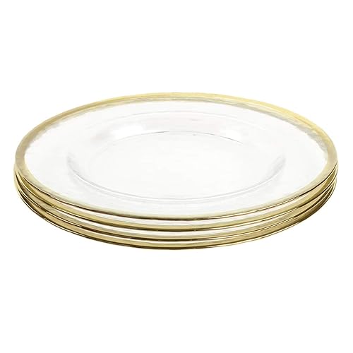 Koyal Wholesale Bulk Clear Glass Gold Rim Charger Plates, Set of