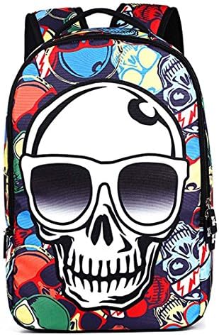 Hanshu Polyester Skeleton Head Backpack Bags, Traveling Bags, School Daypacks, College Bookbags