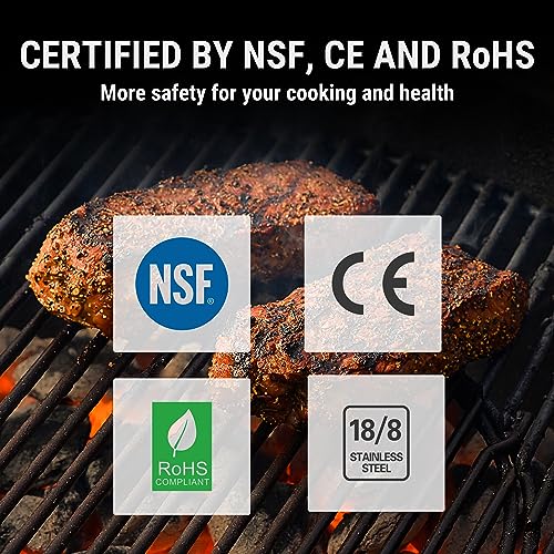 ThermoPro TP25 Termómetro inalámbrico Bluetooth para carne de 500 pies con 4 sondas de temperatura Termómetro digital de cocina para barbacoa para asar al horno ahumador de alimentos, recargable