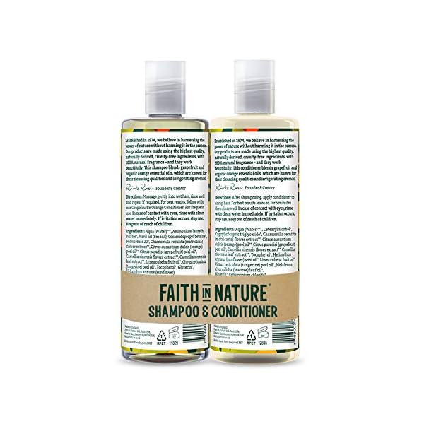Faith In Nature Natural Grapefruit and Orange Shampoo and Conditioner Set, Invigorating, Vegan and Cruelty Free, No SLS…