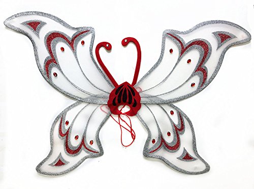 White With Red Silver Glitter Devil Wing