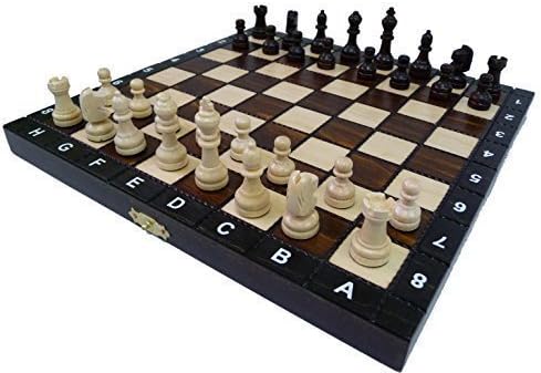 10.5" European School chess set - Ornate folding board