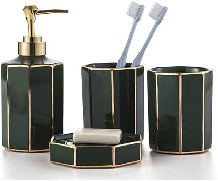 Dispensador de jabón jabonera Cuarto de baño verde Set de accesorios de