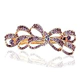 So Beauty Women's Multi Bowknot Shaped Rhinestone Hair Barrette Clip Accessary Purple