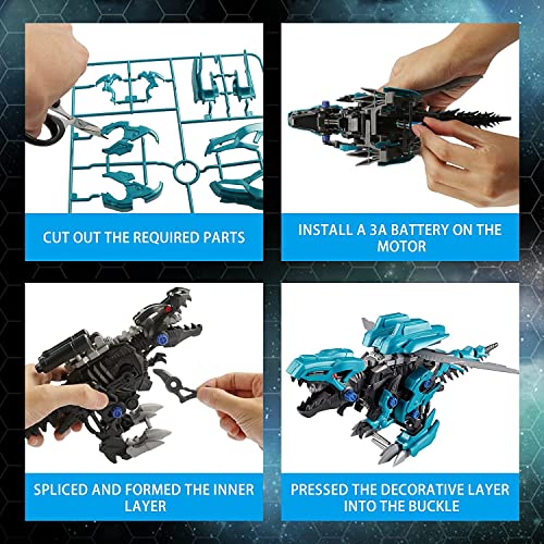 YOGNOEL T-Rex Walking Dinosaur Toys for Boys Take Apart Dinosaur Building Toy, Robot Dinosaurus STEM Building Resembly Action Toy with Launch Weapon and Wag Tail for Kids 8+ (Blue)