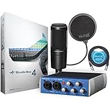 Audio-Technica AT2020 Cardioid Condenser Microphone with Presonus AudioBox USB 96 2x2 USB Audio Interface, Studio One Recording Software, Blucoil Pop Filter AND 10' XLR Cable