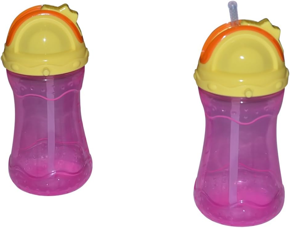 Sharebear Sippy Straw Cups - Built in Straw Cup - Great for Baby, Toddlers and Kids - BPA Free - Dishwasher Safe - Leak Proof - Spill Proof - Choice of Blue or Pink - 2 Pack 12 Oz. Cups (pink)