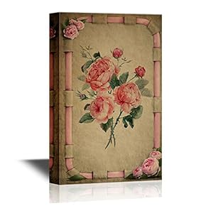 Retro Style Canvas Wall Art - Rose - Vintage Style Giclee Print Gallery Wrap Modern Home Art | Ready to Hang - 12x18 inches