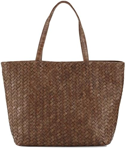 Neiman Marcus Brown Woven Reptile Tote Bag
