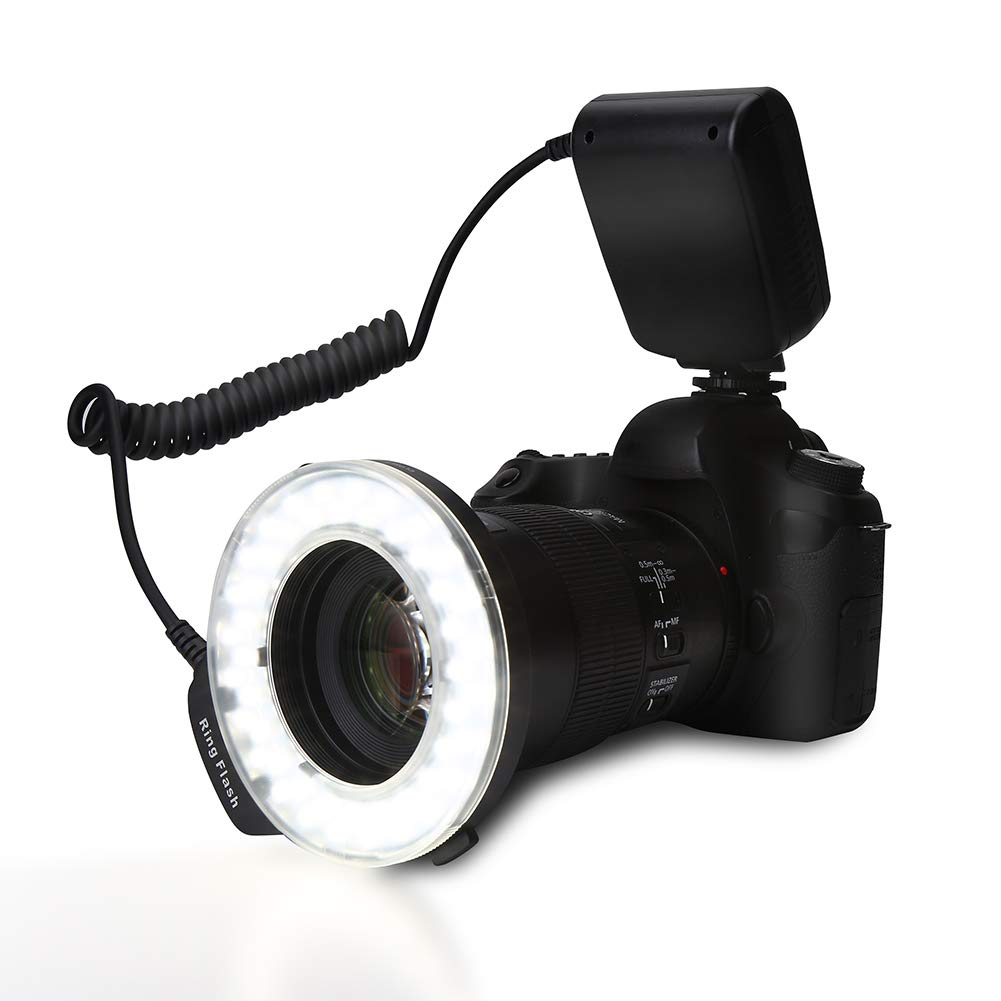Ring Flash Light, Portable LED Ring Flash Light with 4 Filters and 8 Ring Adapters for Canon/Nikon/Penant/Olympus/Panasonic SLR Cameras