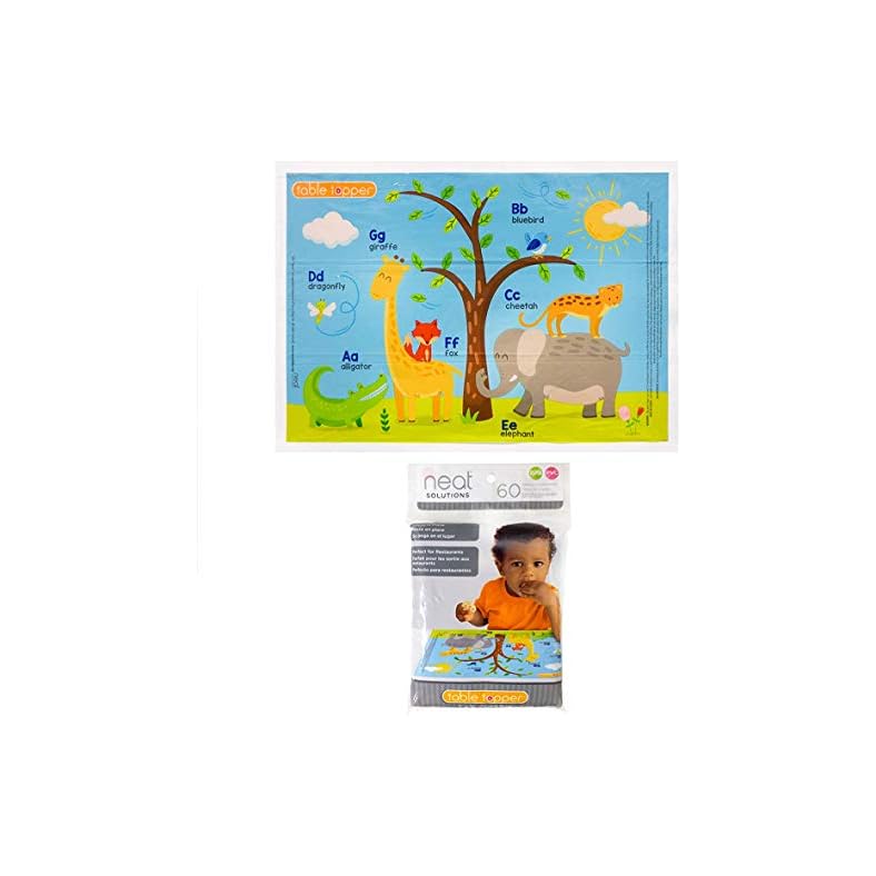 Neat Solutions Table Topper Disposable Stick-on Placemats in Reusable Package, Gender Neutral, 12″ x 18″, 60 Count (Pack of 1) (Styles May Vary)