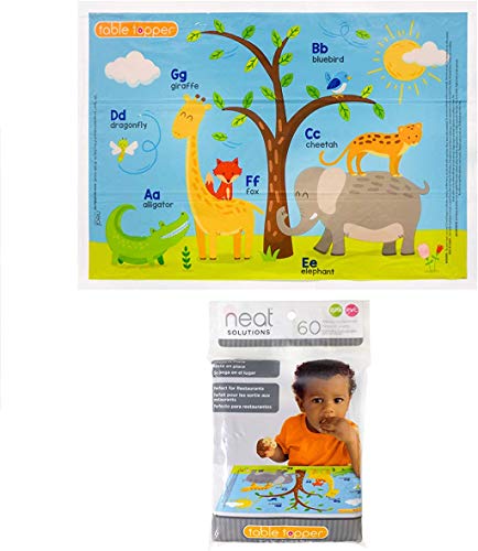 Neat Solutions Table Topper Disposable Stick-on Placemats in Reusable Package, Gender Neutral, 12″ x 18″, 60 Count (Pack of 1) (Styles May Vary)
