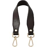 CALFOVERA 14.4 Inch Short PU Leather Handbag Handles Purse Handle Replacement with Alloy Clasps Dark Brown 1.2 Inch Wide Flat Shoulder Straps for Women Underarm Tote Bags Purse Wallet DIY Making