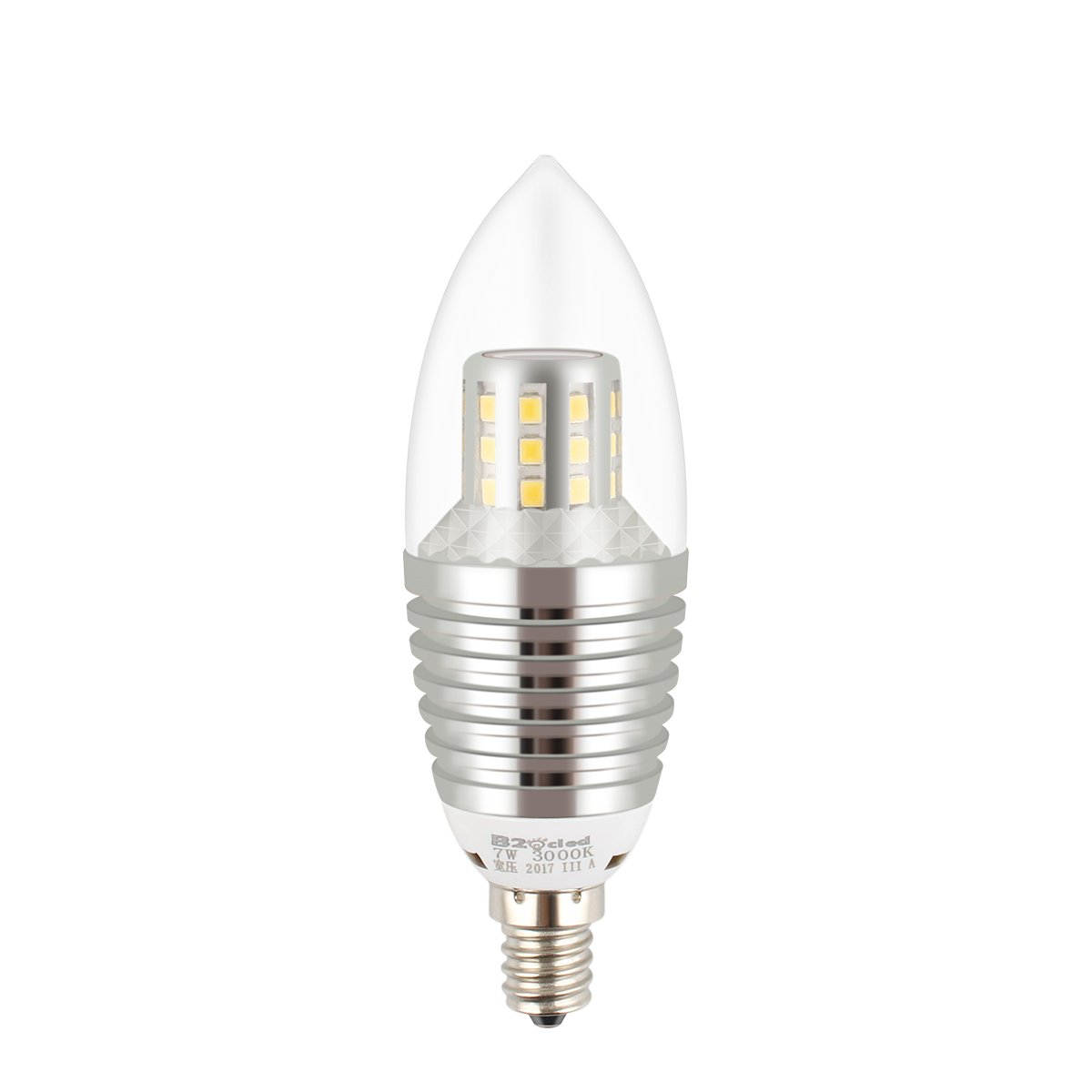 B2ocled- E12 LED Candelabra Base Bulb 5W, Warm White 3000K LED Candle Bulbs, 40 Watt Incandescent Bulb Replacement, 450 Lumens LED Lights, E12 Base Torpedo Shape (6 Pack)