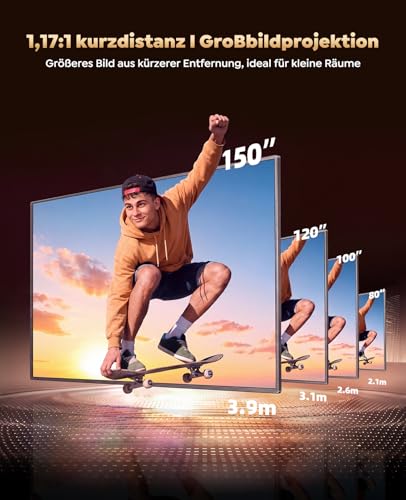 Smart Projector Google TV/360° Rotatable: 4K Projector with Auto Focus/6D Keystone Correction, 1080P Full HD WiFi6 & Bluetooth Home Cinema / Outdoor