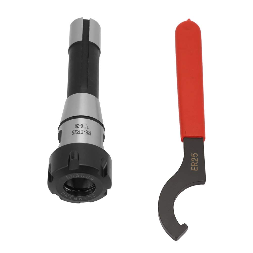 Spring Collet Set R8-ER25 Collet Chuck Holder with ER25 Hook Spanner Wrench for CNC Engraving Machine