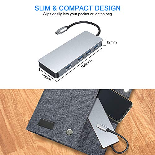 USB C Hub, 4 USB Ports MacBook Pro Accessories, Type C to USB 3.0 Hub
