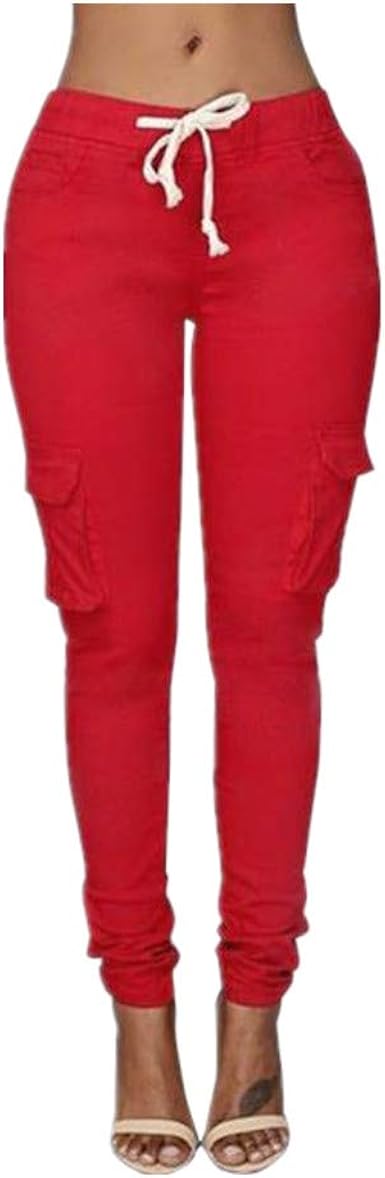 high waisted elastic trousers