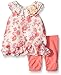 Nannette Little Girls Floral Chiffon Bubble Legging Set, Off White/Coral, 12 Months