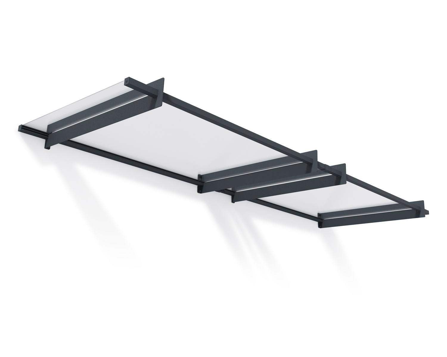 Photo 1 of ***MISSING PEICES UNKNOWN** Palram Canopia Nancy 10' x 3' 3000 Window & Door Awning for Door Entrance, High-End Polycarbonate Patio Canopy with Clear Panels, UV Protection, Modern Gray Metal Frame, Weather Resistant Overhang