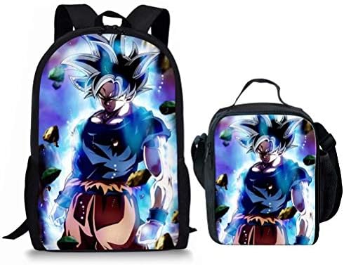 CuMagical Dragon Ball Kids Backpack with Lunch Box Set Fashion School Book Bag Lunch Bags