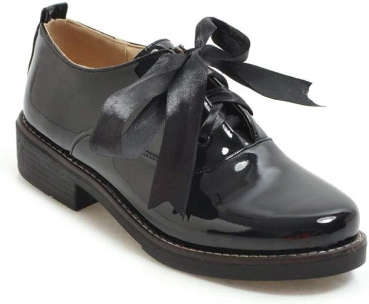 Women's Leopard Ribbon Lace Up Oxfords Low Heel Round Toe