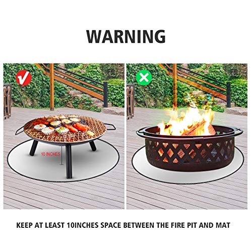 BALAPERI Fire Pit Mat for Under Fire Pit, Fireproof Mat 36 inch Round, Fire Pit Pad for Wood