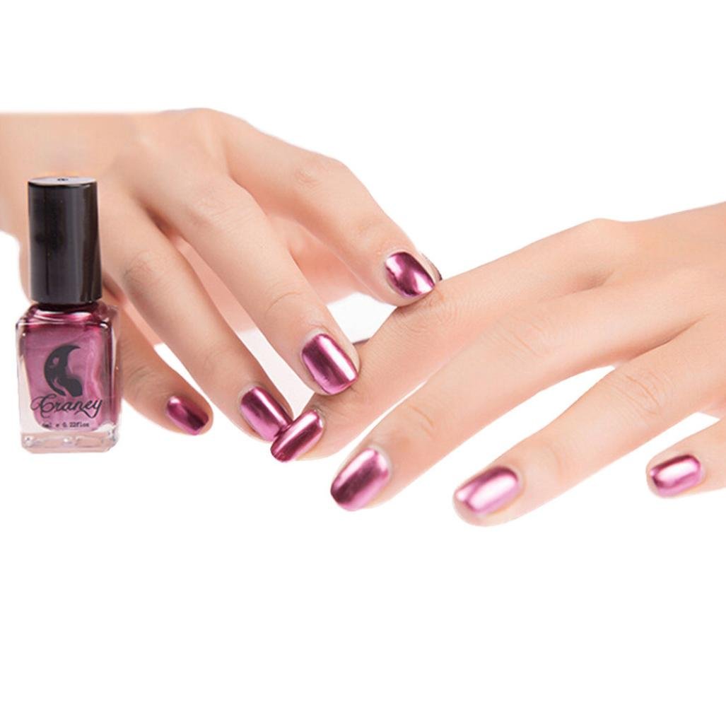 Mingfa.yMirror Chrome Effect Nail Polish Nail Varnish Metal Color Nail Oil for Nail Art (Purple)