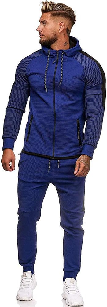 Mens Casual Tracksuit Set - Zipper Hoodie Pants Sets Tracksuit Jogging Sweatsuit Activewear at  Men’s Clothing store