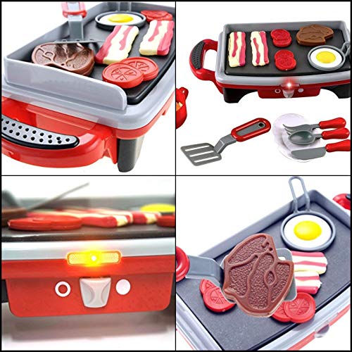 GIRL FUN TOYS Kitchen Toy Play Food Breakfast Griddle Electric Stove Grill Set Cook for Kids - Thumbnail 4