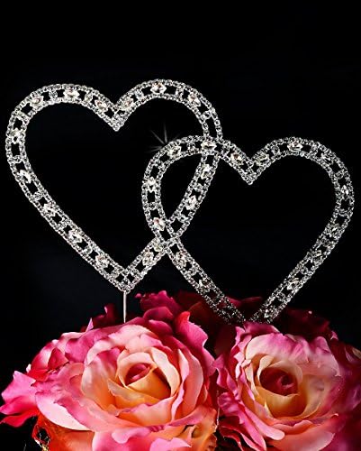 outletVintage Swarovski Crystal Double Heart Wedding Cake Topper