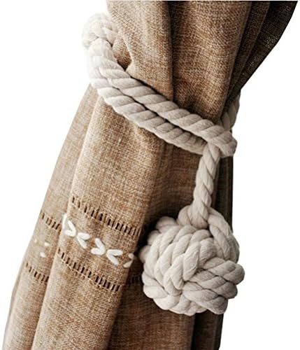 Hand Knitting Curtain Rope Rural Cotton Rope Tie Band For Beach Decor Rustic Rooms, Beige